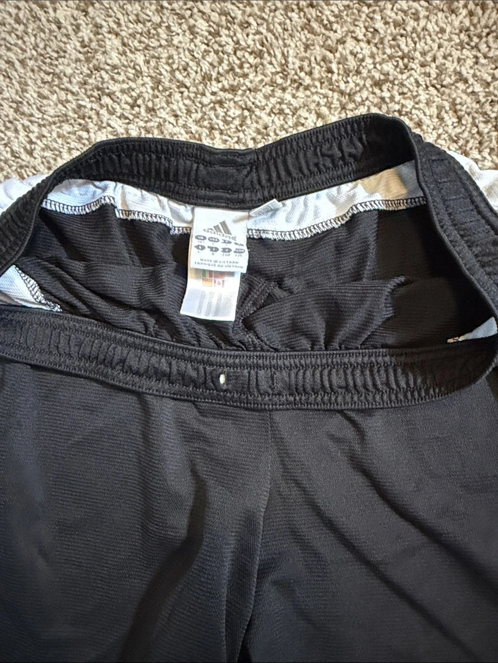 adidas Men’s Black Athletic Shorts with White Trim Panels